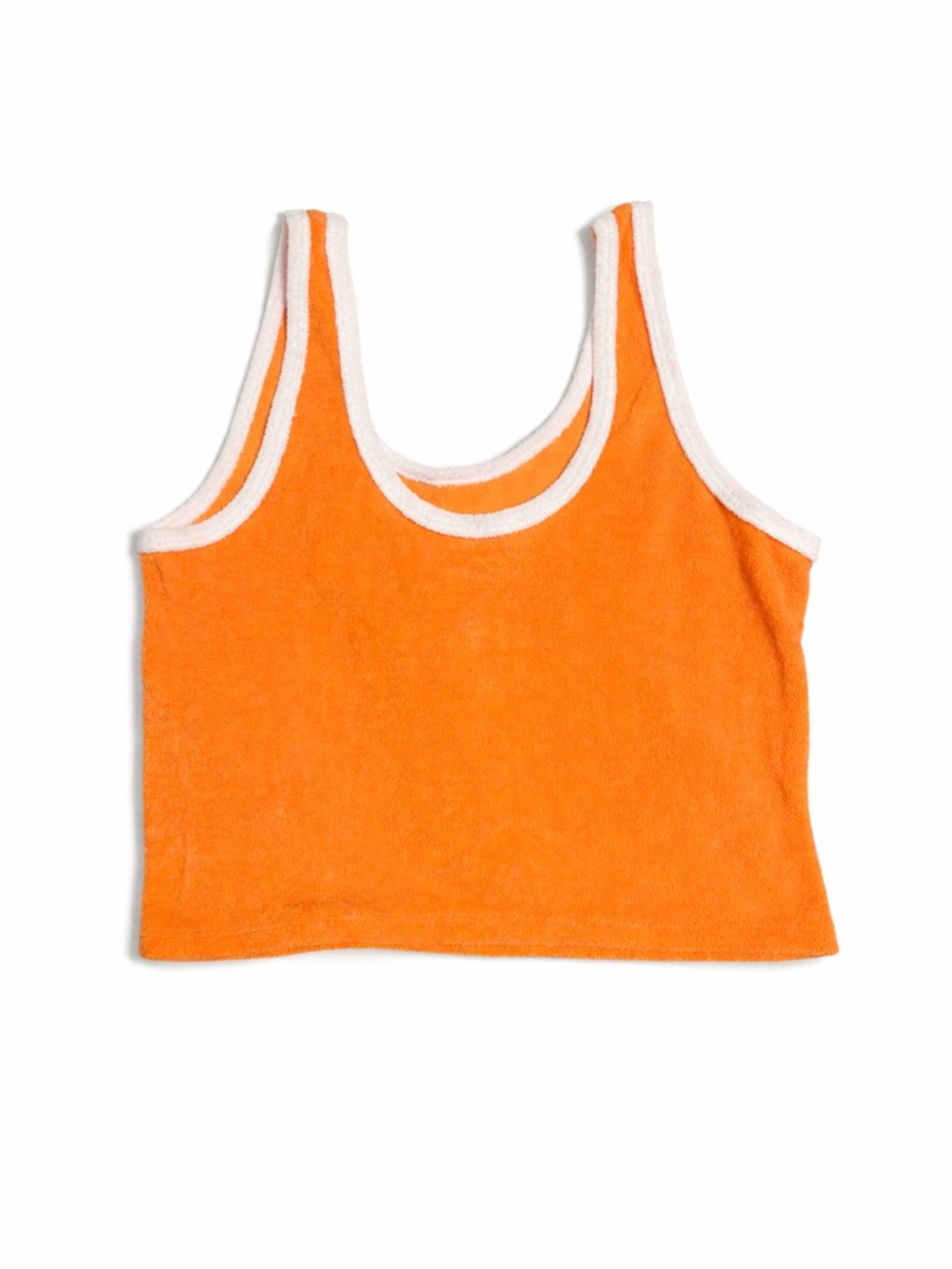 SHEIN Orange Terry Cloth Crop Tank with White Trim